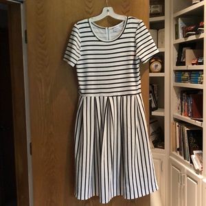 LuLaroe Amelia dress black white stripe XL